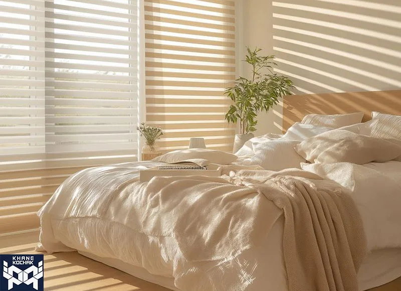 پرده‌های سبک و نیمه‌شفاف بعنوان نورگیر آپارتمان کوچک